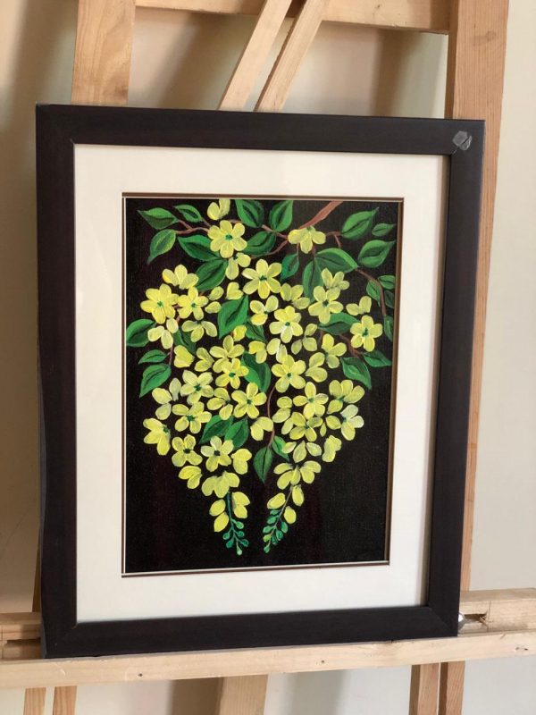 Green Flowers Canvas Painting