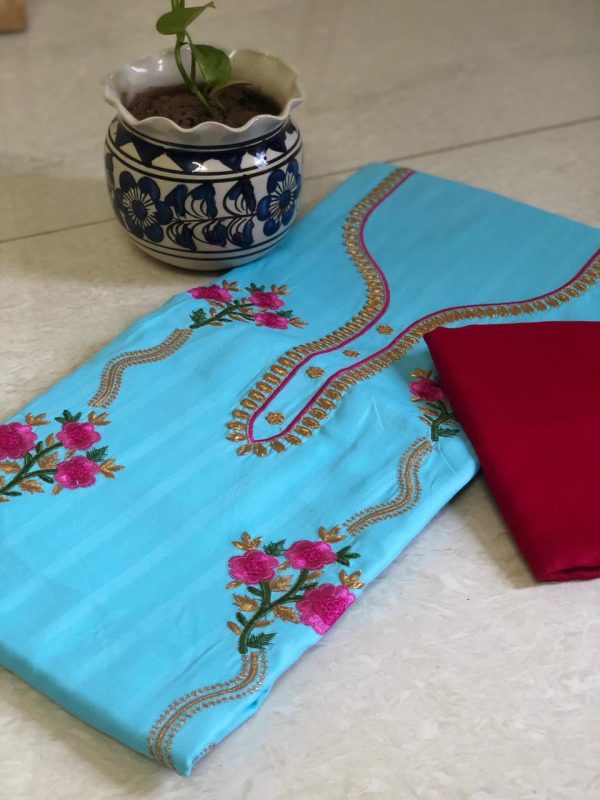 Blue Cotton Traditional Kadai Suit