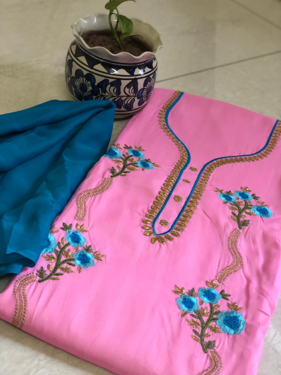 Pink colour Traditional punjabi kadai suit with salwar and dupatta ...